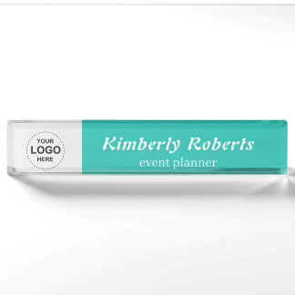Elegante frisse turquoise met aangepaste zakelijke naambordje