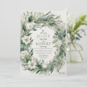 Elegante frisse winter bloemblaadjes cirkel bruilo kaart (Staand voorkant)