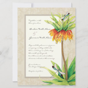Elegante Fritillaria n Dragonfly bruiloft uitnodig Kaart