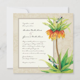 Elegante Fritillaria n Dragonfly bruiloft uitnodig Kaart