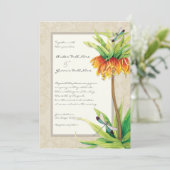 Elegante Fritillaria n Dragonfly bruiloft uitnodig Kaart (Staand voorkant)