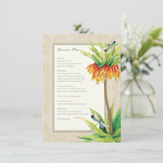 Elegante Fritillaria n Dragonfly Formeel dinermenu Menu (Staand voorkant)