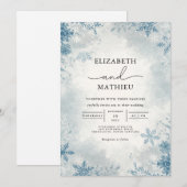 Elegante Frost Blue Winter Botanische bruiloft Kaart (Voorkant / Achterkant)