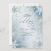 Elegante Frost Blue Winter Botanische bruiloft Kaart (Voorkant)