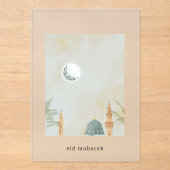 Elegante Frosted Acrylic Eid Mubarak Kaart | Masji Acryl Uitnodigingen (Voorkant)