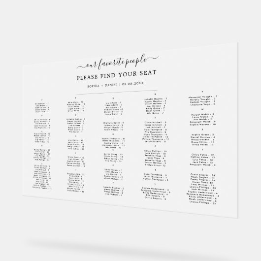 Elegante Frosted Alfabetische Bruiloft Zitplaatsen Acryl Bord (Hoek)