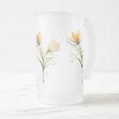 Elegante Frosted Glass Mok – Floral Bouquet Design (Voorkant rechts)