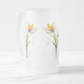 Elegante Frosted Glass Mok – Floral Bouquet Design (Voorkant links)
