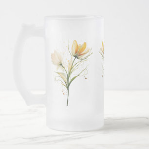 Elegante Frosted Glass Mok – Floral Bouquet Design