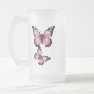Elegante Frosted Glass Mok met delicate vlinder