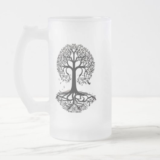 Elegante Frosted Glass Mok met Tree Silhouette - 1 (Links)