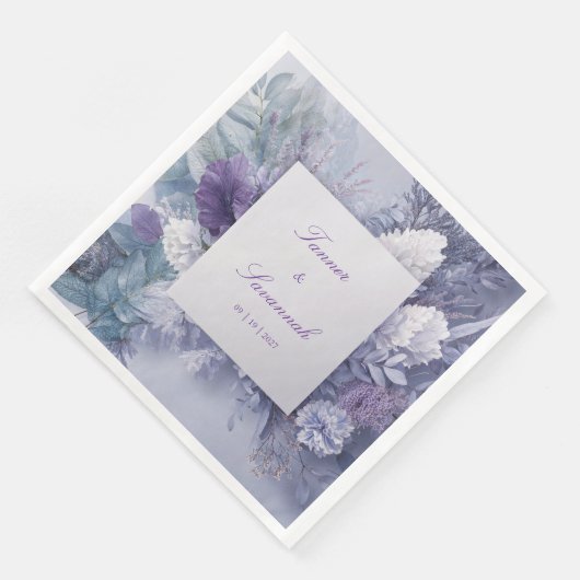 Elegante Frosted Lavendel Bloemen bruiloft Servet (Hoek)