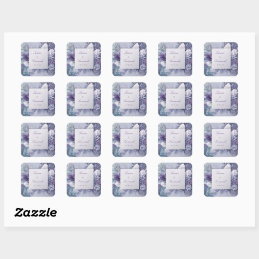 Elegante Frosted Lavender Bloemen Vierkante Sticker (Vel)