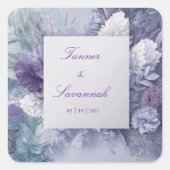 Elegante Frosted Lavender Bloemen Vierkante Sticker (Voorkant)