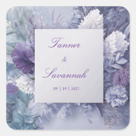 Elegante Frosted Lavender Bloemen Vierkante Sticker