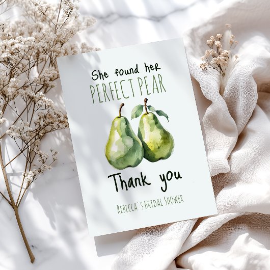 Elegante Fruit Brunch Perfecte Peer Bruidsfeest Bedankkaart