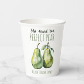 Elegante Fruit Brunch Perfecte Peren Bruidsfeest Papieren Bekers (Achterkant)