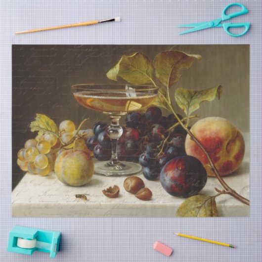 Elegante Fruit Wijn Stilleven Ephemera Decoupage Tissuepapier (Craft)