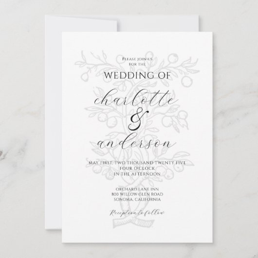 Elegante fruitboom tak bruiloft kaart (Voorkant)