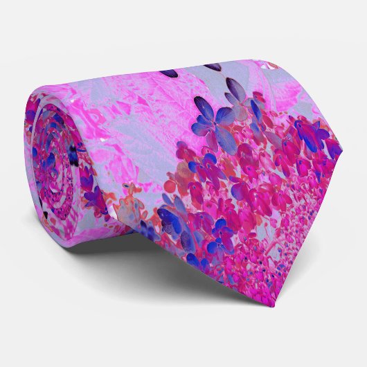 Elegante Fuchsia en Donkerblauwe Limelight Hydrang Stropdas