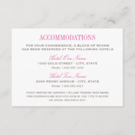 Elegante Fuchsia en grijze bruiloft accommodaties Informatiekaartje
