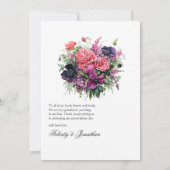 Elegante Fuchsia en smaragdgroene bloemengelukzali Bedankkaart (Achterkant)