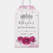 Elegante Fuchsia en Zilveren Kroon Dank U wel Cadeaulabel (Voorkant)