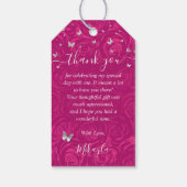 Elegante Fuchsia en Zilveren Kroon Dank U wel Cadeaulabel (Achterkant)