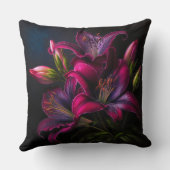 Elegante Fuchsia Rode Bourgogne Lelie Bloem Kussen (Achterkant)