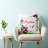 Elegante Fuchsia Roze Bloem 50e Verjaardag Kussen (Stoel)