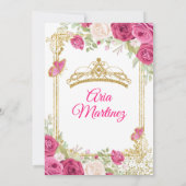 Elegante Fuchsia Roze Bloemen Jurken Mis Quince Kaart (Achterkant)