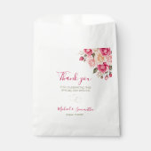 Elegante Fuchsia Roze en Ivoren Rozen Bruiloft Bedankzakje (Voorkant)