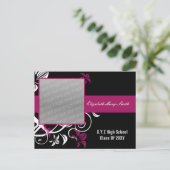 elegante fuchsia roze foto Afstuderen Uitnodiging Briefkaart (Staand voorkant)