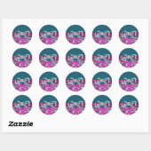 Elegante Fuchsia Roze Turquoise Blauwe Stickers (Vel)