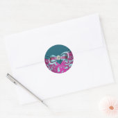 Elegante Fuchsia Roze Turquoise Blauwe Stickers (Envelop)