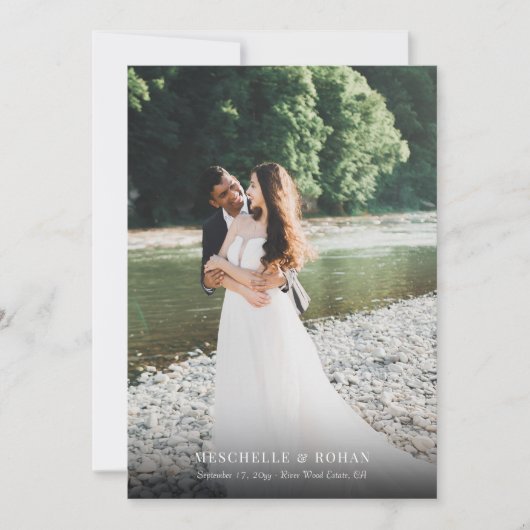 Elegante Full Bleed en Arch Wedding Foto Bedankkaart (Voorkant)