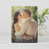 Elegante Full Photo Wedding Save the Date Kaart (Staand voorkant)