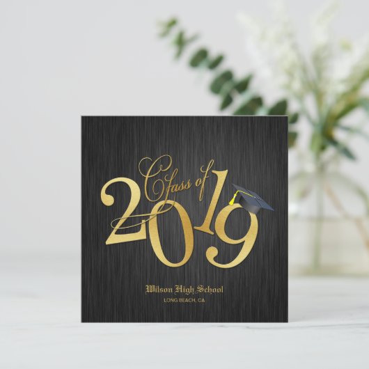 Elegante Funky Gold Class van 2019 Afstuderen Kaart (Staand voorkant)