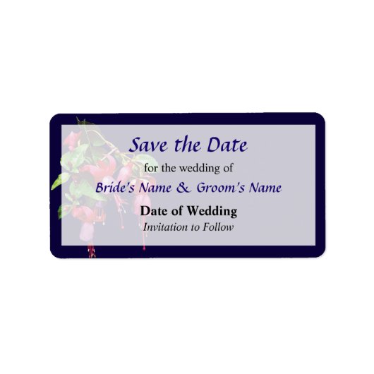 Elegante Fuscia Marshia Save the Date Etiket (Voorkant)