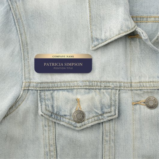 Elegante fusie van luxe goud en saffier blauw naamplaatje (In situ)