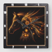 Elegante fusie van paard en vrouw vierkante klok (Voorkant)