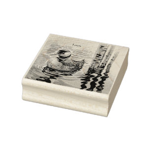 Elegante fuut op het meer - aangepaste tekst rubberstempel