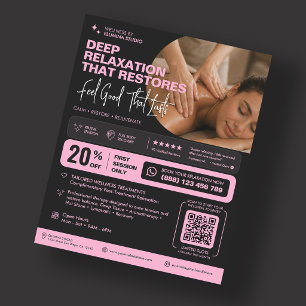 Elegante Fysieke Therapie Wellness Spa Roze Zwart Flyer