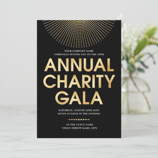 Elegante Gala Corporate Photo Black Faux Gold Kaart (Staand voorkant)