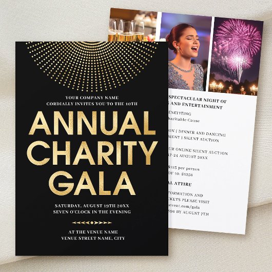 Elegante Gala Corporate Photo Black Faux Gold Kaart