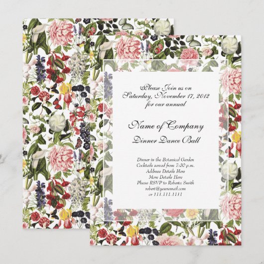 Elegante galadiner in botanische tuin lente bloem kaart (Voorkant / Achterkant)