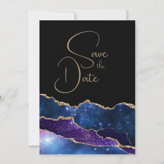 Elegante Galaxy Agaat Bruiloft Save the Date Kaart (Voorkant)