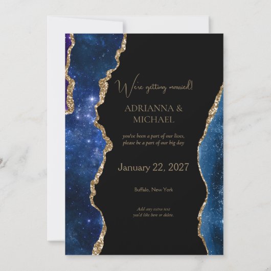 Elegante Galaxy Agaat Bruiloft Save the Date Kaart (Achterkant)