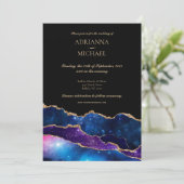 Elegante Galaxy Agaat bruiloft uitnodiging (Staand voorkant)