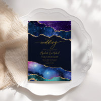 Elegante Galaxy Blauw, Paars & Goud Agaat QR Code